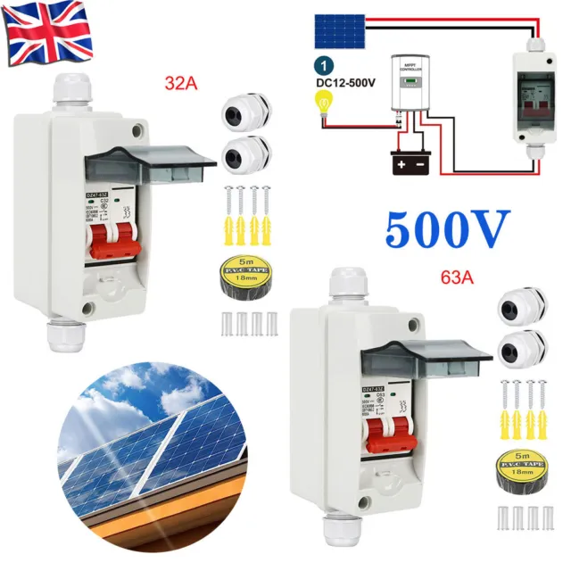 32/63A PV Disconnect Box DC12-500V Circuit Breaker Solar System Isolator Switch