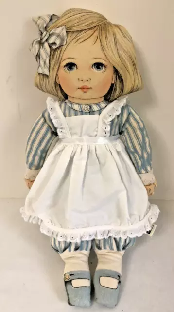 1984 Valerie Leonard The Toy Works Art Cloth Doll 17" Pinafore Vintage Plush