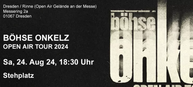 Böhse Onkelz Dresden 24.8.24 Ticket Karte