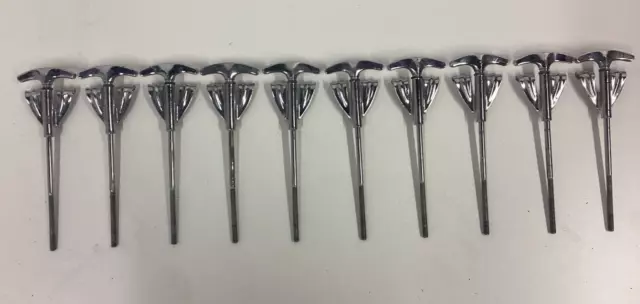 10 Ludwig Classic Chrome Bass Drum T Tension Rods + Claws 6” Working Length