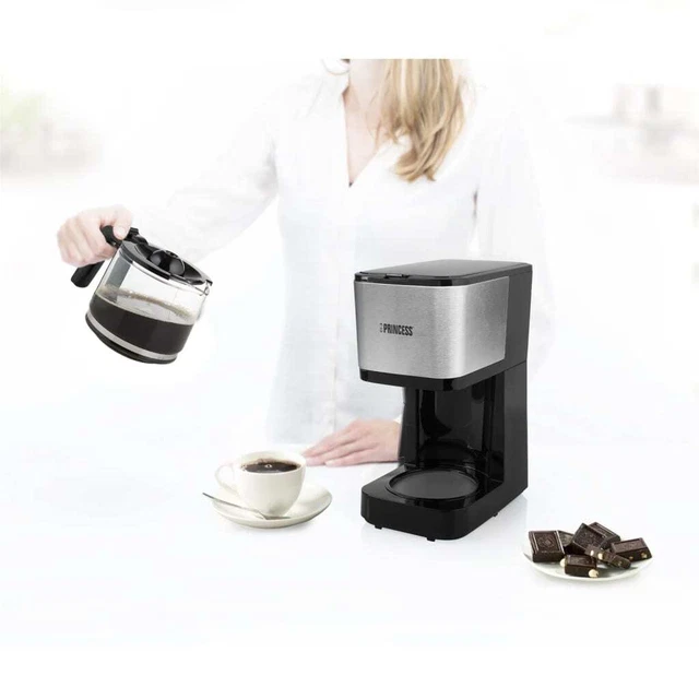 Machine à Café à Filtre 600 W Noir et Argenté Cafetière 0,75/1,25 L Princess