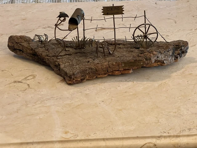 Vintage Texas Western Folk Art Crafted On Driftwood. Measures 14x4.