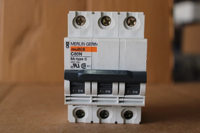 Merlin Gerin, Multi9 C60N Circuit Breaker, 3 Pole, 6 AMP Merlin Gerin, Multi9 C60N Circuit Breaker, 3 Pole, 6 AMP