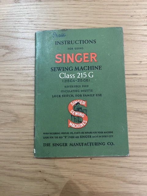 Instrucciones para usar una máquina de coser Singer clase 215 g folleto