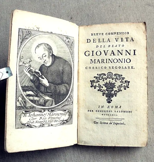 Compendio Della Vita Del Beato Giovanni Marinoni Roma Tavola Roma Salomoni 1762