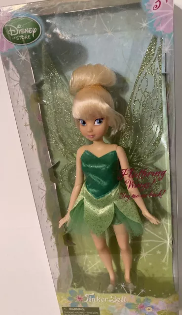 Disney Store Fairy Tinker Bell Doll 10" Flutter Wings Peter Pan 2012 NIB