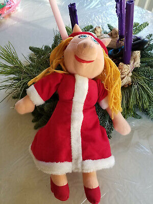 2007 Muppets Miss Piggy with Golden Yarn Hair in Red Christmas Dress, 16-in doll