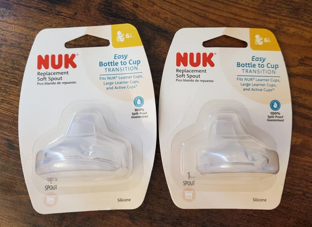 NUK 6 M Silicone Replacement Soft Spout nipple bottle to cup transition lot of 2