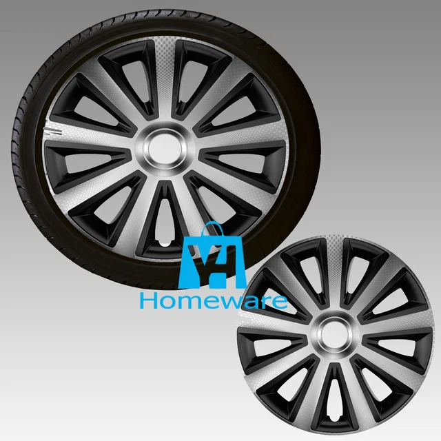 New 14" Wheel Covers Hub Caps 14 Inch Trims Trim Set Of 4 Plastic Aviator Carbon