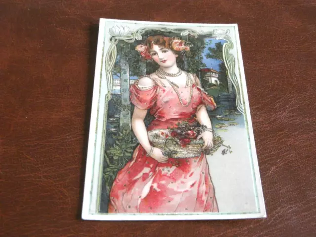 Original  Art Nouveau Glamour Embossed Postcard, Stewart & Woolf.