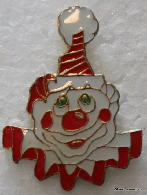 Quality Red and White Clown Head Lapel Pin Circus Hat Party Carnival Bozo