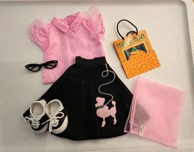 AMERICAN GIRL Pleasant Co Sock Hopper Poodle Skirt Outfit Saddle Shoes Halloween