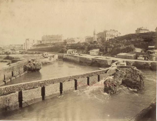 Biarritz Francia Puerto Pescadores Vintage Albúmina Aprox 1880