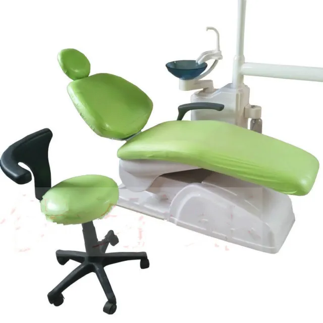 1Set Dental Unit Chair Cover Sleeves Protector PU Leather #Green Color
