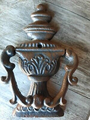 Vintage Cast Iron Oriental Vase Heavy Door Knocker Bronze