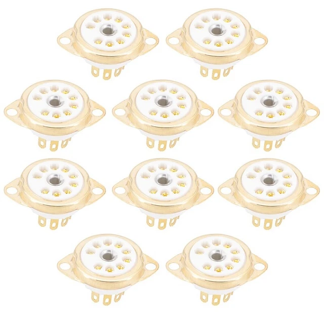 10PCS Ceramic B9A 9Pin Vacuum Tube Socket Panel Chassis Mount for ECC814366