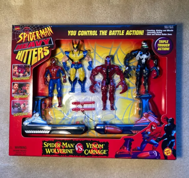 1998 Marvel Spiderman Heavy Hitters 4 pack Wolverine Venom Carnage Toy Biz New