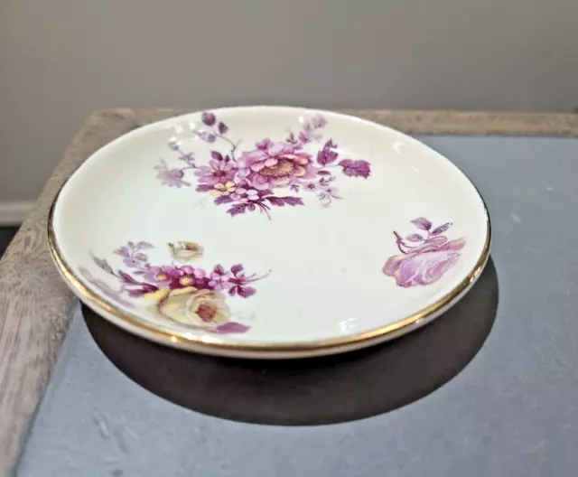 Small Butter Dish/ Pin Dish Vintage  Royal Doulton Wine/Purple flowers ENGLAND