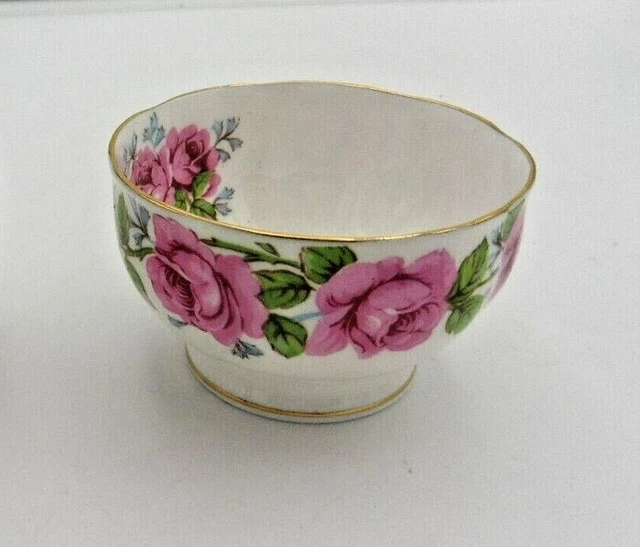 Queen Ann Bone China Lady Alexander Rose Pattern Open Sugar Bowl