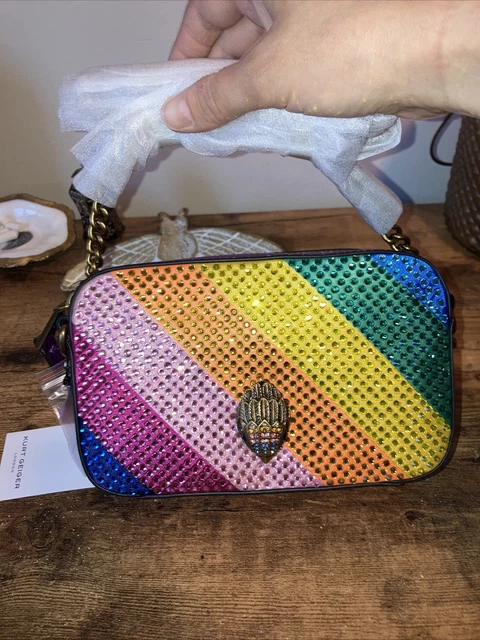 Kurt Geiger London Kensington Small Rainbow Rhinestone Embellished Camera Bag