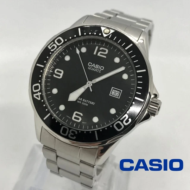 CASIO MTD 1051 DIVERS men s quartz analogue watch black dial bezel