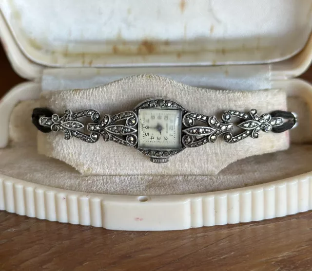 VINTAGE STERLING SILVER and Marcasite Ladies Watch 75.00 PicClick AU