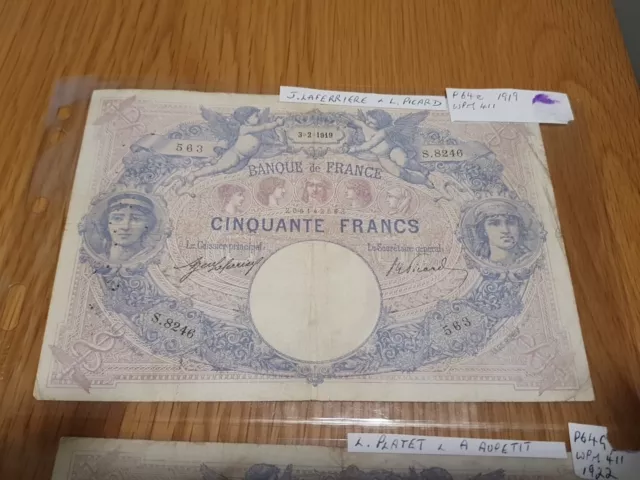 France 50 francs 1919" Bleu et Rose" banknote