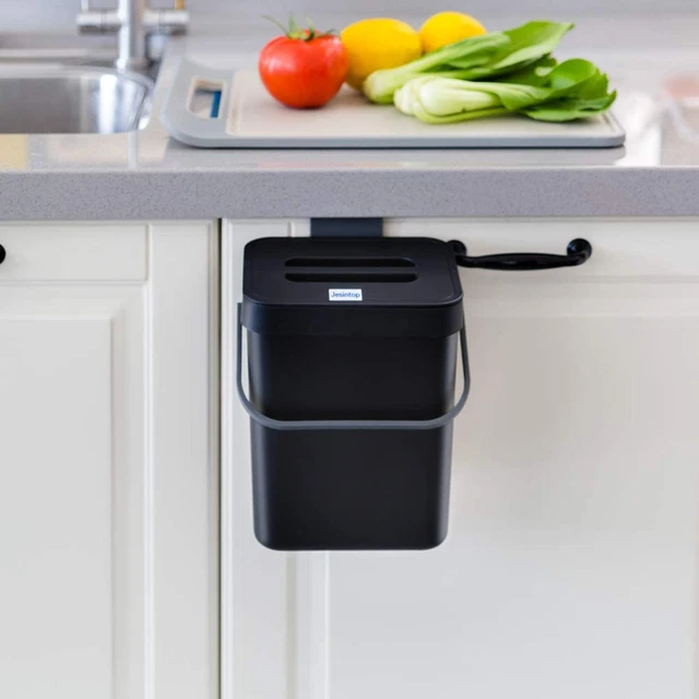 Compost Caddy, Mini Countertop Trash Can, Compact Waste Basket Garbage Can, Comp