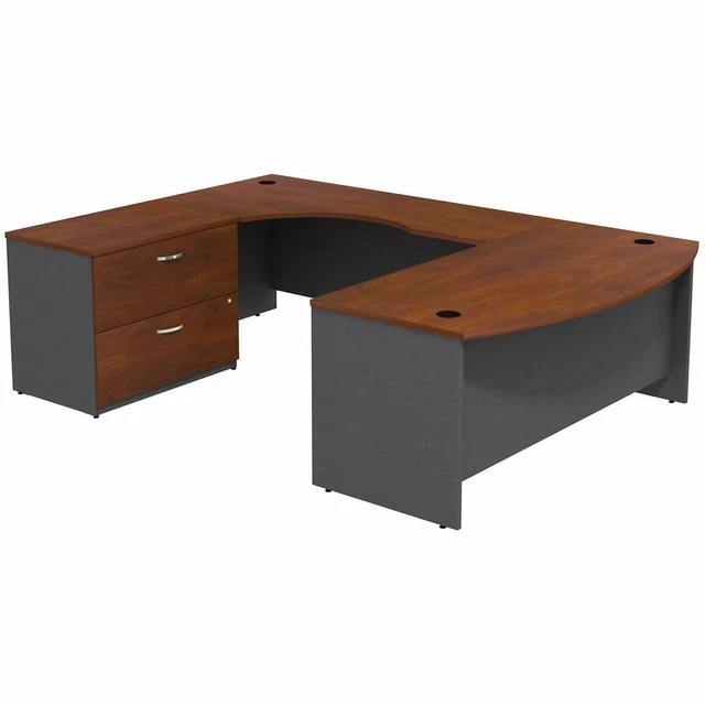 Bush Business Furniture Series C Bow Front Left Handed U Shaped Desk with 2...