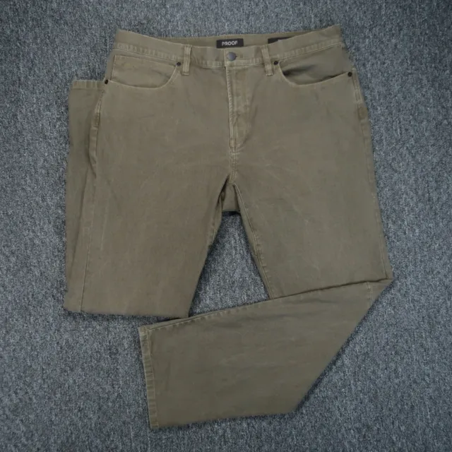 Proof Jeans Mens 36x32 Green Brown Slim Fit Five Pocket Stretch Huckberry Denim