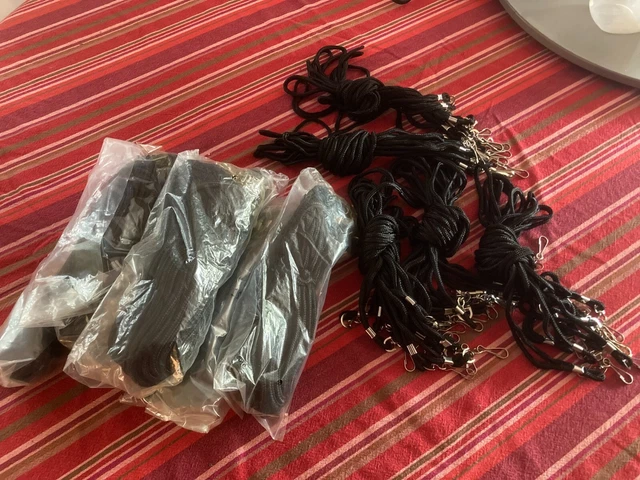 Pack of 10 - 38" Black Nylon Lanyards for ID Badges Laminates Passport Keys etc.