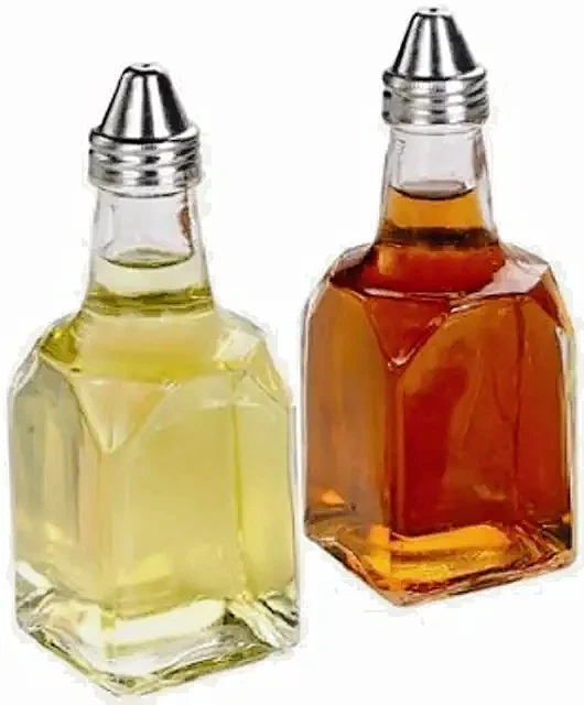 (Set of 2) 6-Ounce Olive Oil and Vinegar Cruet, Square Glass Dispensers