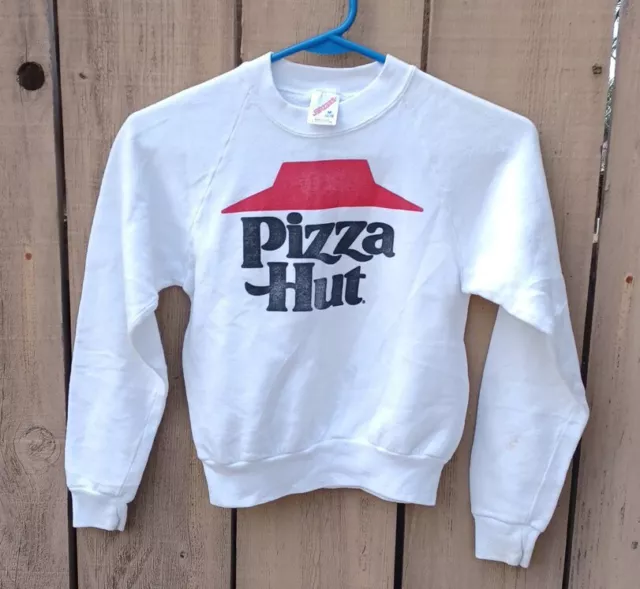 Vintage kids/youth Pizza Hut Sweatshirt  white size M 10/12 USA Jerzees