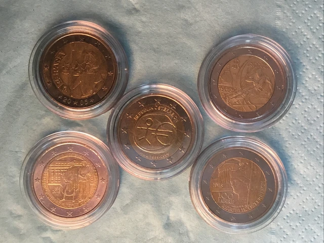 5 X 2€ GEDENKMÜNZE Europa 🇪🇺 KONVOLUT 2005-18 , div. LÄNDER, zirk.! , s. Fotos