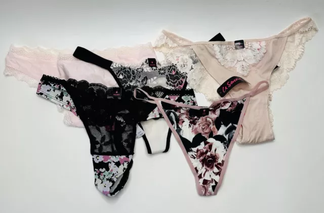 Lasenza Lot Of 5 Womens Thong Cheeky Underwear Sz Medium 8/10 Floral Lace Pink