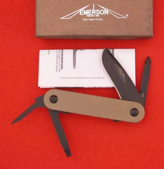 RARE NIB Emerson Multitasker EDC-2 Multi-tool Tan G-10 PE Blade Knife Wave Black