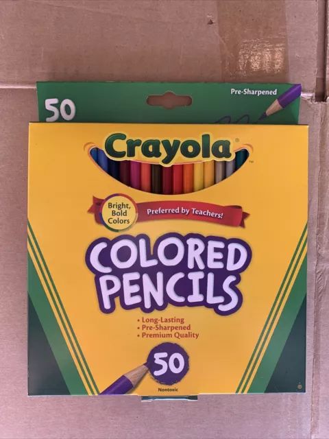 Brand NEW Crayola 50 Assorted Colored Pencils Full Length Pre