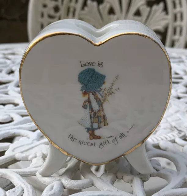 Vintage Holly Hobbie Heart ❤️ shaped candle holder with original sticker on base