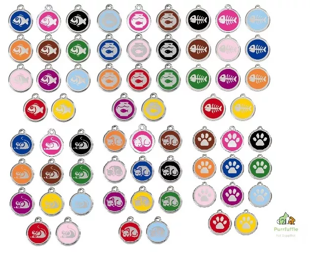 RED DINGO ENGRAVED CAT IDENTITY TAGS Personalised ID Disc Paw Fish Mouse +More