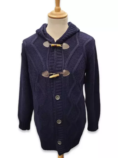 Maglia UOMO modello montgomery lavorato con cappuccio "Azoto" Blu - taglia L