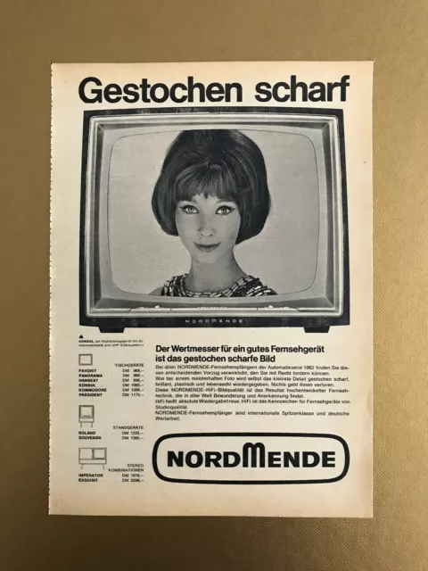 Alte Werbung Reklame, Original, Format 13 x 18,5 cm, NordMende, Fernsehgerät.
