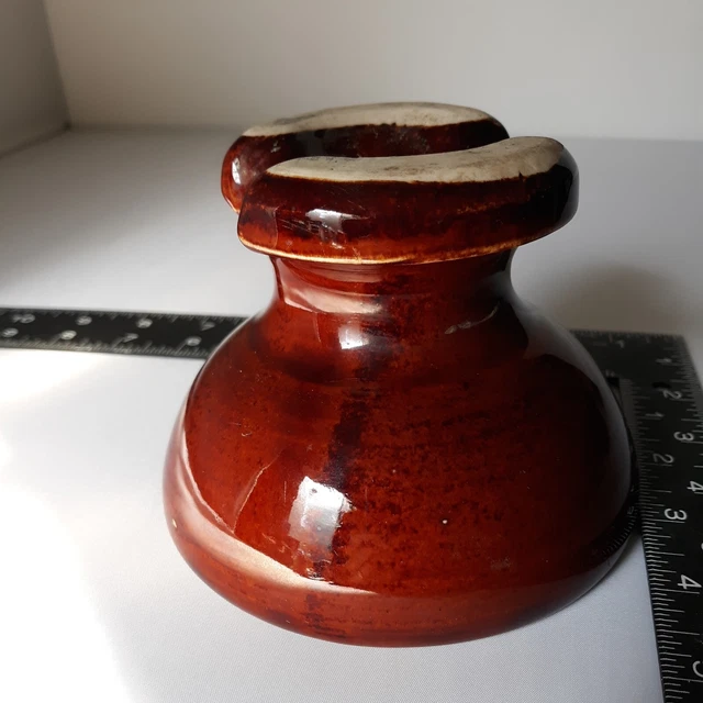 Vintage Large Pinco 63 High Voltage Insulator Ceramic Porcelain Brown 3