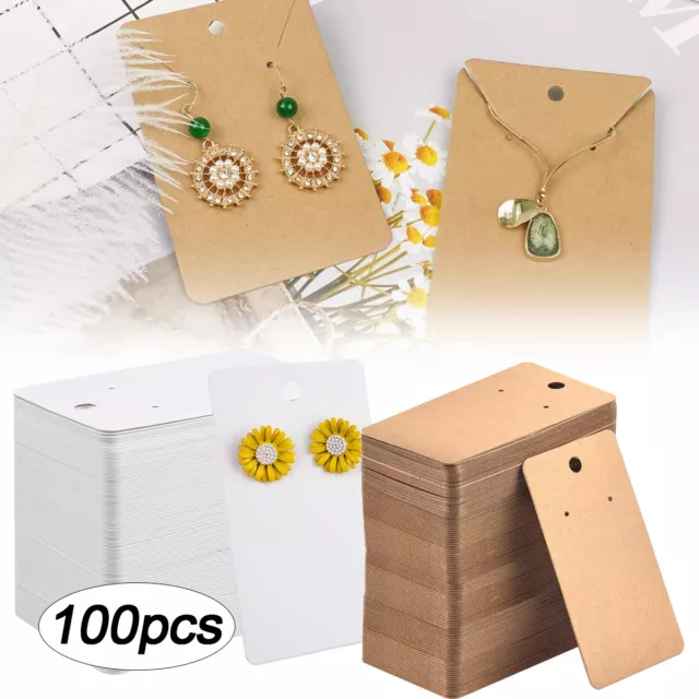 100x Necklace Display Cards Holder Blank Paper Hanging Jewelry