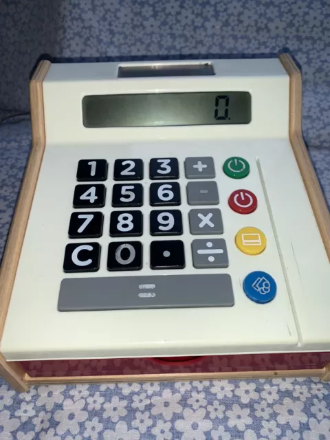 IKEA DUKTIG Wooden Toy Shop Till Play Cash Register Solar Powered Calculator VGC