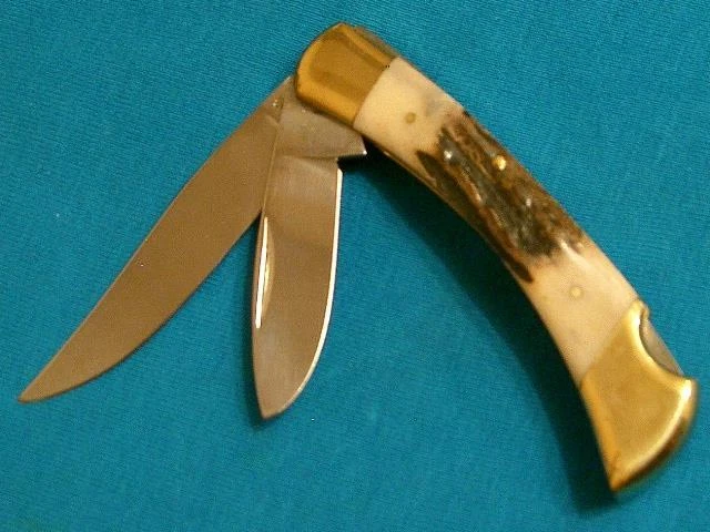 Rare Nm Vintage Browning Japan 502 Fish&Bird Stag Lockback Folding Hunter Knife