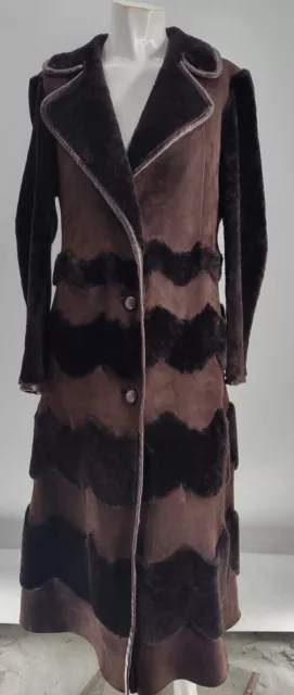DKNY Womens Brown Spanish Lamb Skin Fur Button Shearling Coat M DKNY Womens Brown Spanish Lamb Skin Fur Button Shearling Coat M