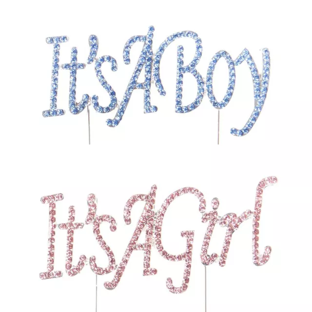 Lunaura Crystal Rhinestone It’s A Girl/It’s A Boy Cake Topper For Baby Shower