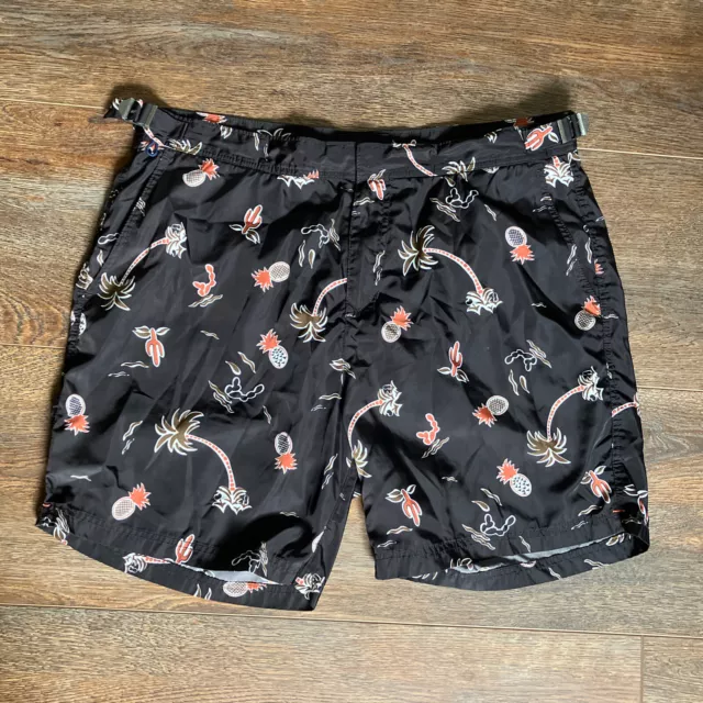 Scotch & Soda Caliente Swim Trunks Mens Medium Black Palm Trees