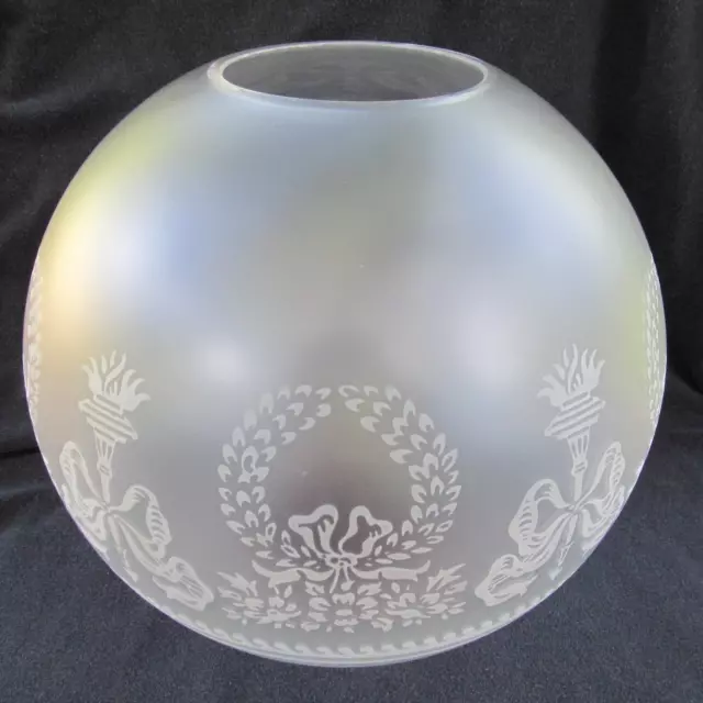 9" Bows & Wreaths BALL SHADE 4" fitter glass for old oil,banquet, GWTW lamp Clr