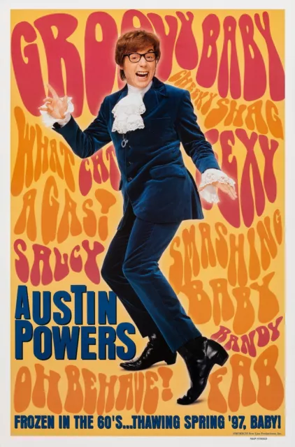 NEW Austin Powers 90's Movie Poster Print Canvas FREE SHIPPING
